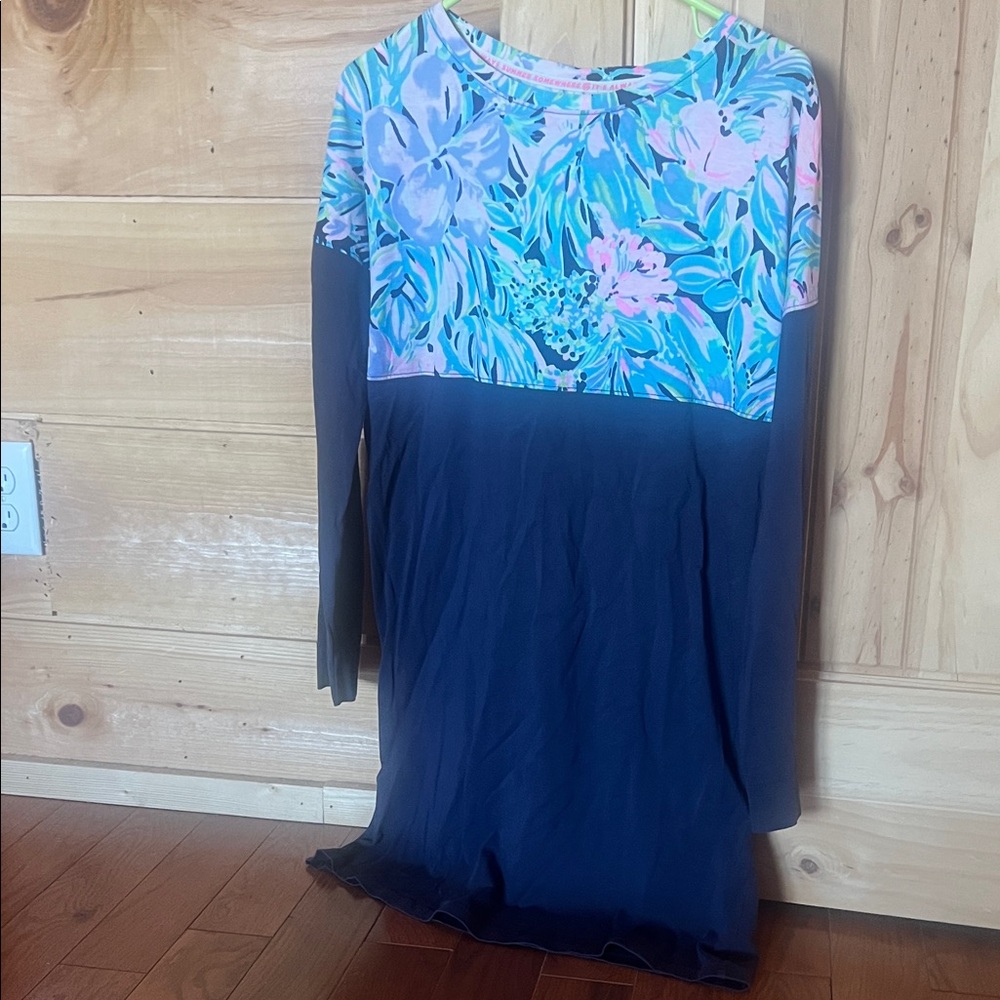 Lilly Pulitzer Floral and Navy Dress
